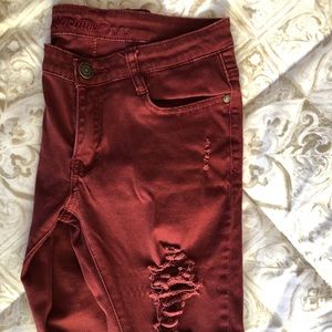 Ripped Maroon jeans